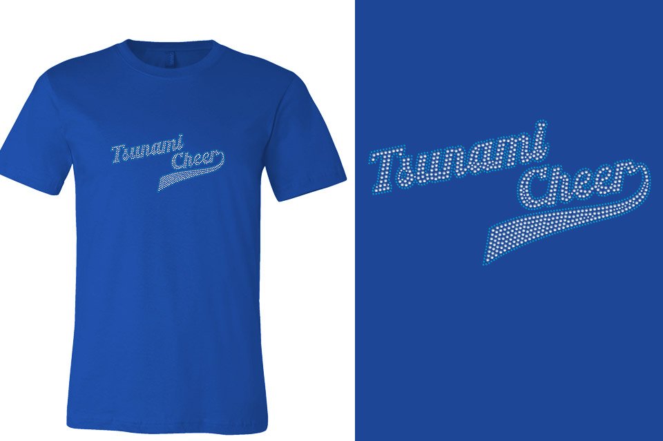 Rhinestones Tsunami Cheer stones 2-color Unisex t-shirt