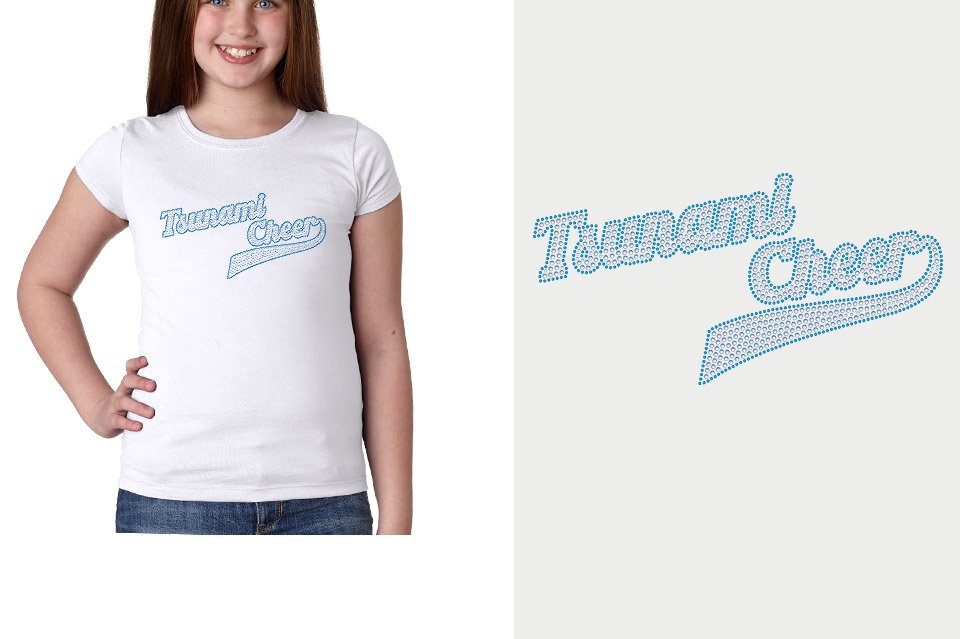 Rhinestones Tsunami Cheer stones 2-color Girls' Princess T-Shirt