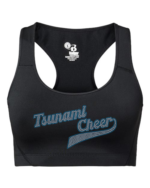 Rhinestones Tsunami Cheer stones 2-color Women's Sports Bra