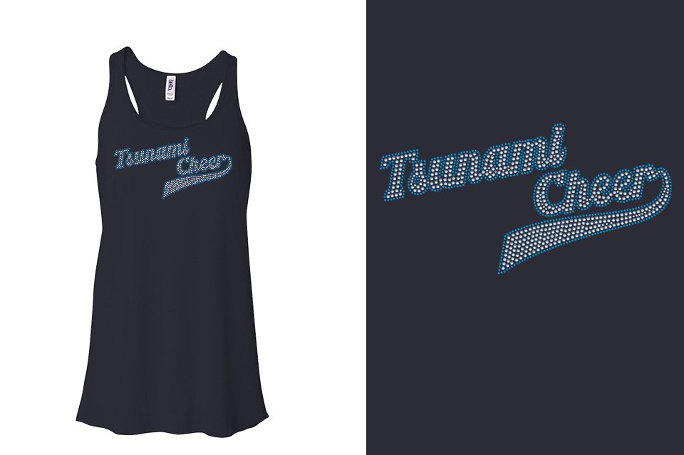 Rhinestones Tsunami Cheer stones 2-color Youth Flowy Racerback Tank