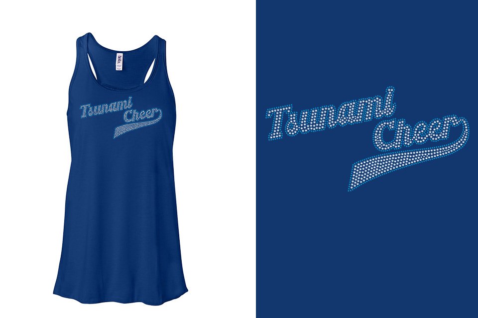 Rhinestones Tsunami Cheer stones 2-color Youth Flowy Racerback Tank