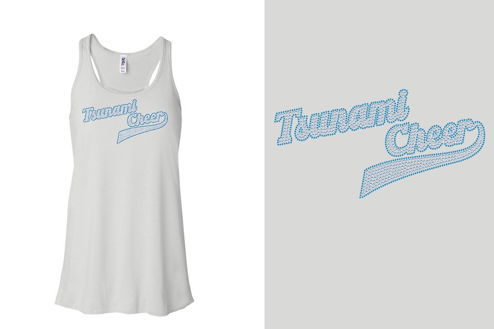 Rhinestones Tsunami Cheer stones 2-color Youth Flowy Racerback Tank