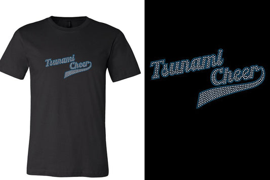 Rhinestones Tsunami Cheer stones 2-color Unisex t-shirt