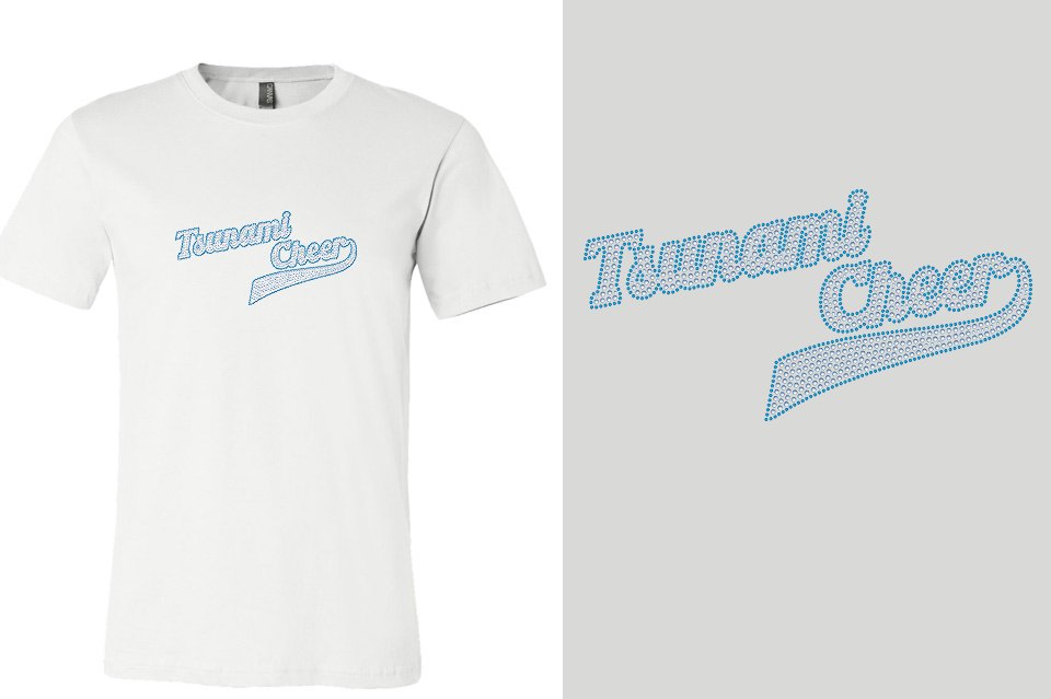 Rhinestones Tsunami Cheer stones 2-color Unisex t-shirt