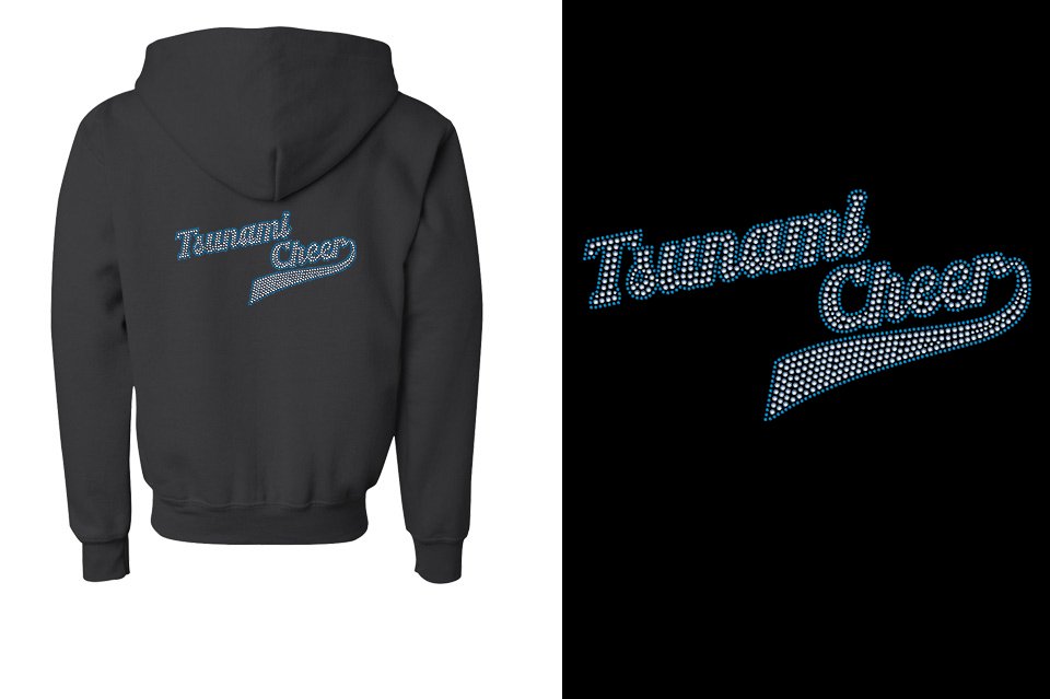 Rhinestones Tsunami Cheer stones 2-color Youth Unisex Zip Hoodie