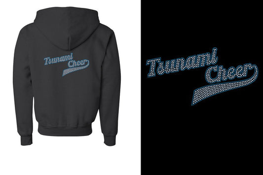 Rhinestones Tsunami Cheer stones 2-color Youth Unisex Zip Hoodie