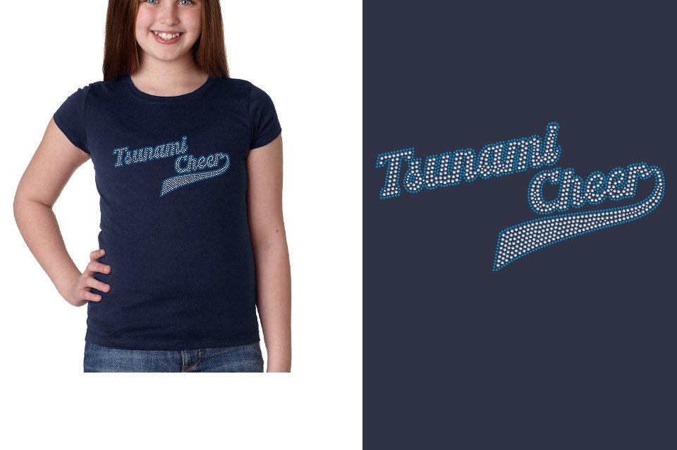 Rhinestones Tsunami Cheer stones 2-color Girls' Princess T-Shirt