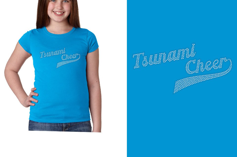 Rhinestones Tsunami Cheer stones 2-color Girls' Princess T-Shirt