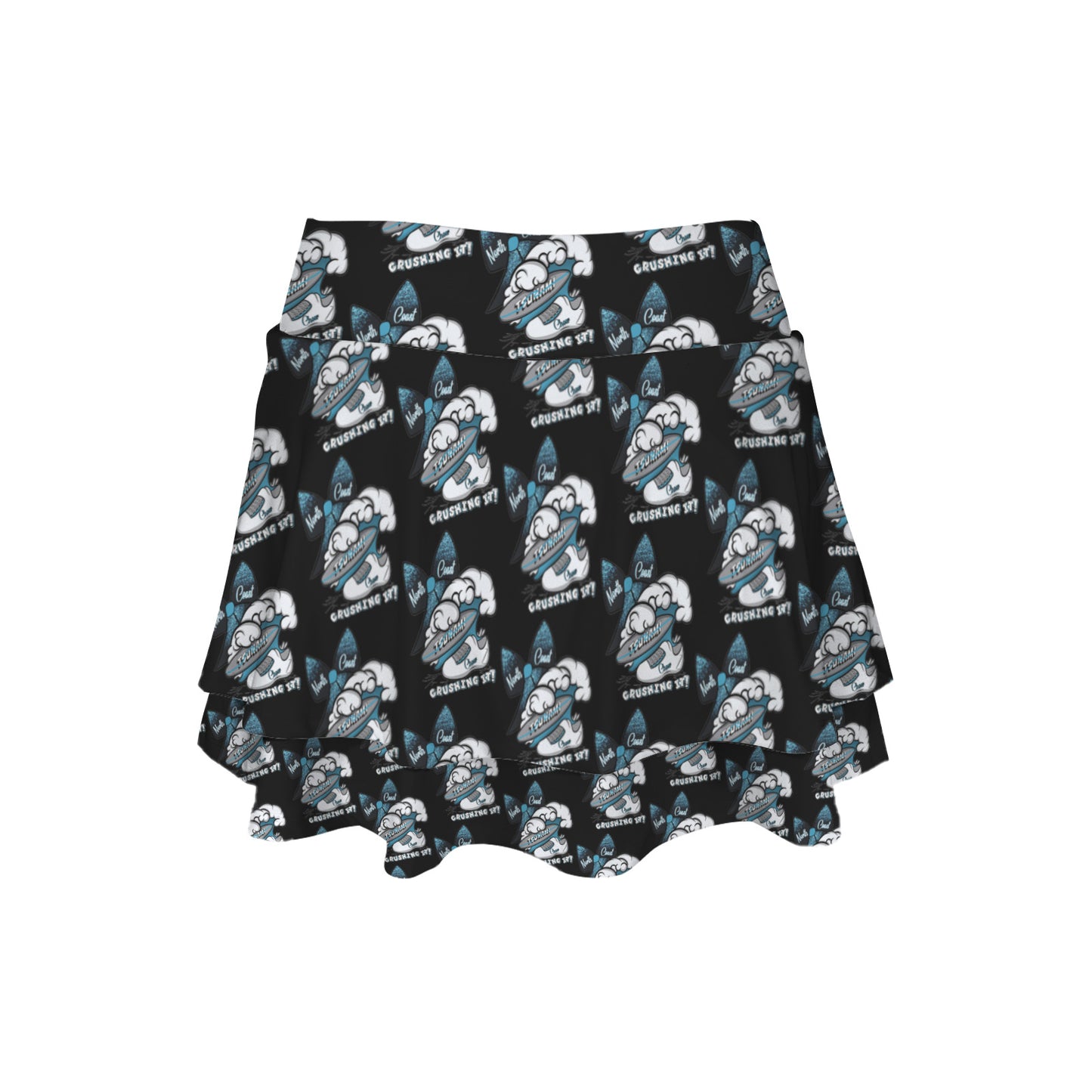 High Waist Layered Ruffle Pockets Sports Skirt