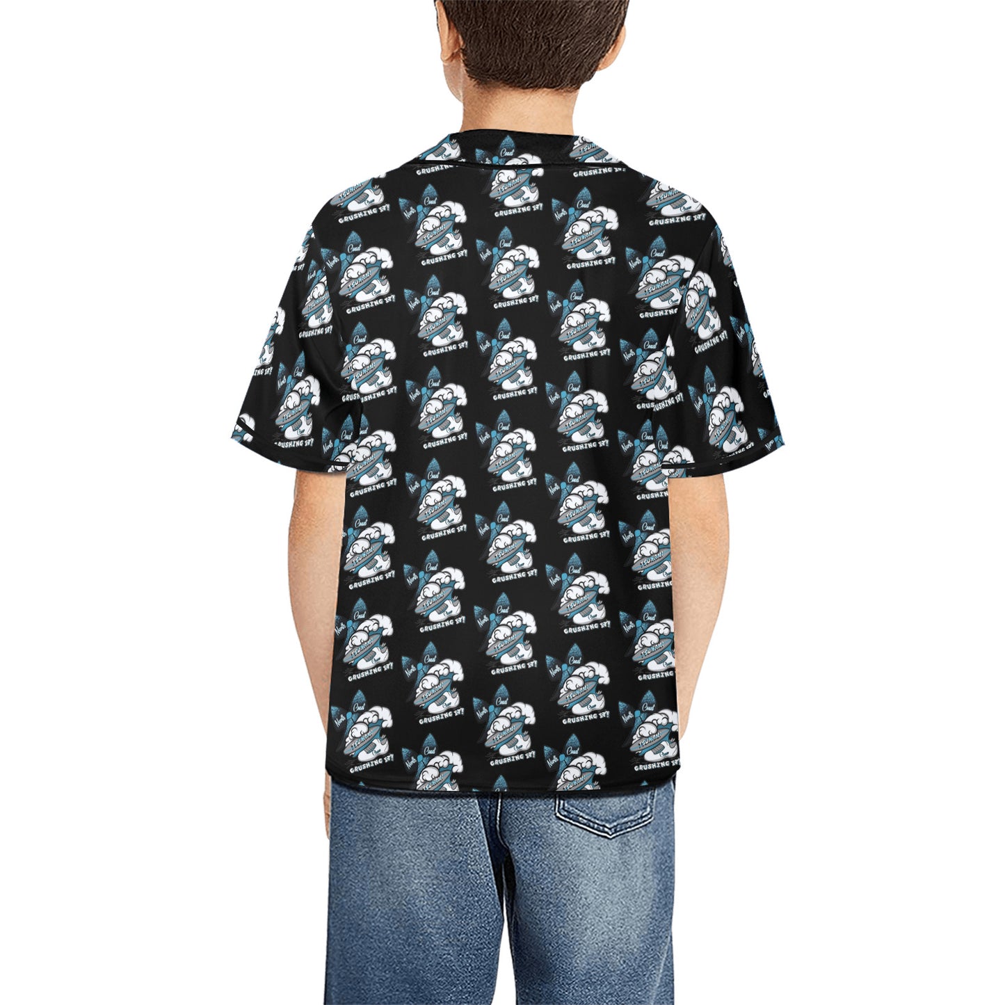 North Coast Tsunami Cheer Fun Logo All Over Print Baseball Jersey for Kids (Model T50)
